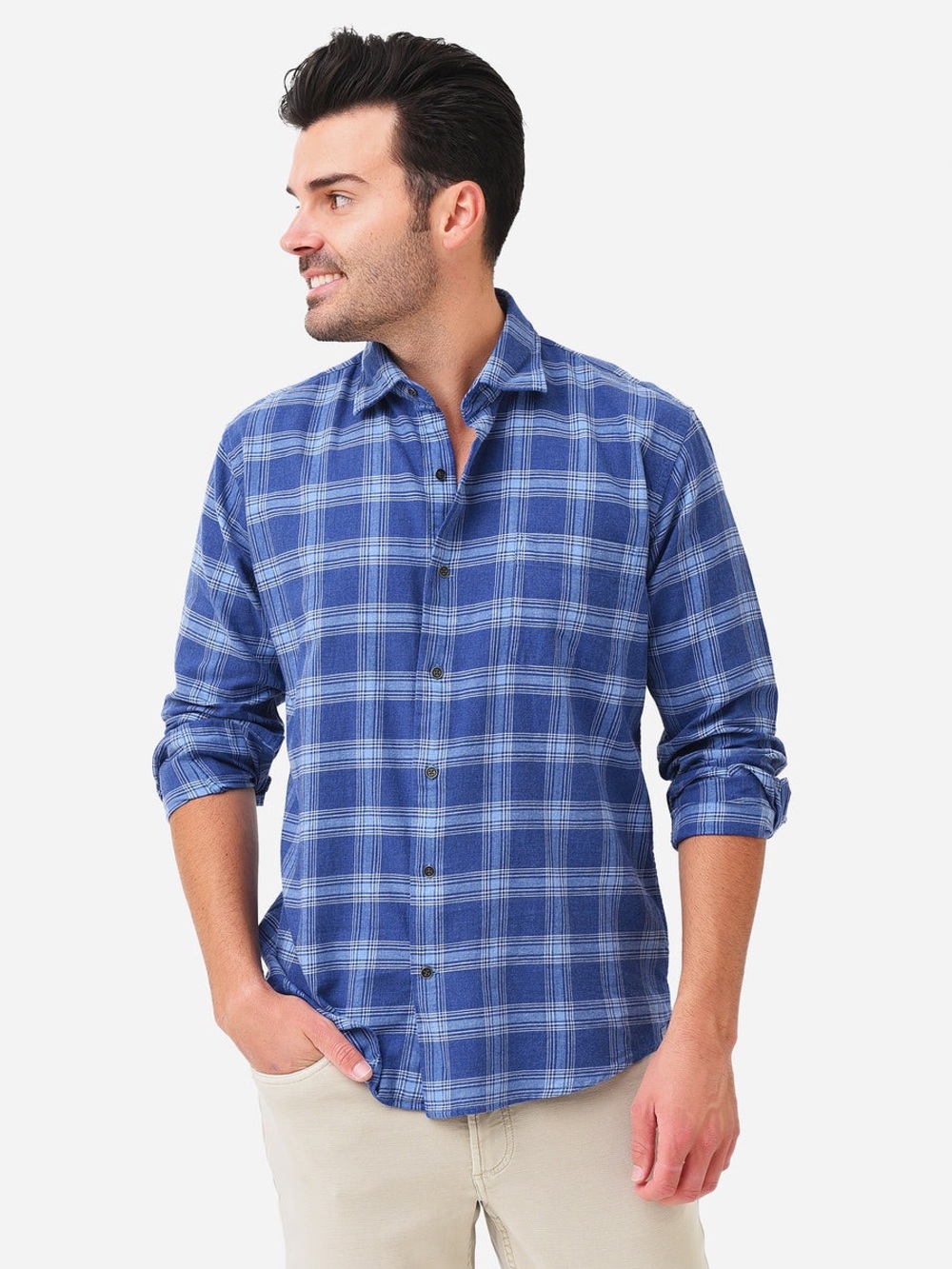 Peter Millar Crown Men's Hang Glider Cotton Sport Shirt in Blue